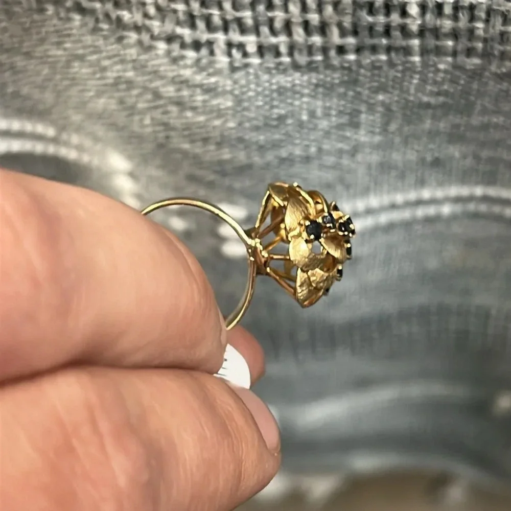 437098 14k YG vintage sapphire ring - Picture 5 of 5